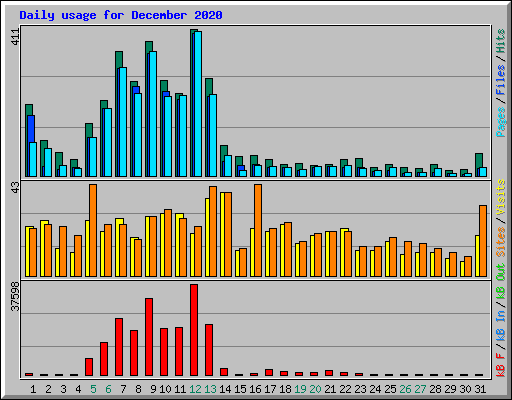 Daily usage for December 2020