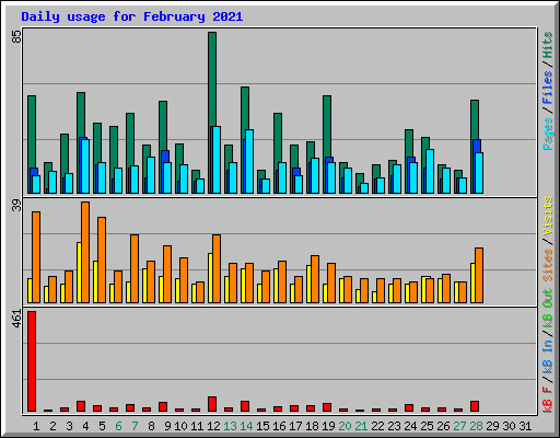 Daily usage for February 2021